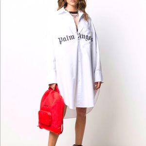Palm Angels logo printed curved hem shirt dress
